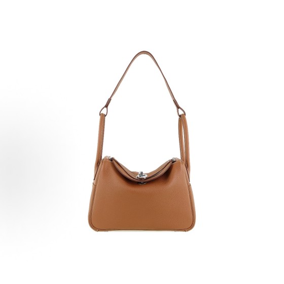 HERMES Lindy 26 silver clasp handbag, regular 26 women\'s style 37 Gold Brown